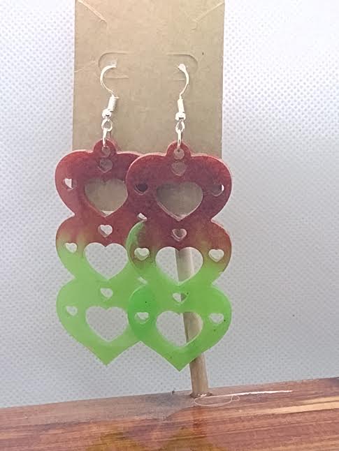 Triple heart earrings