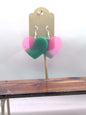 Big Heart Earrings (pink & green)