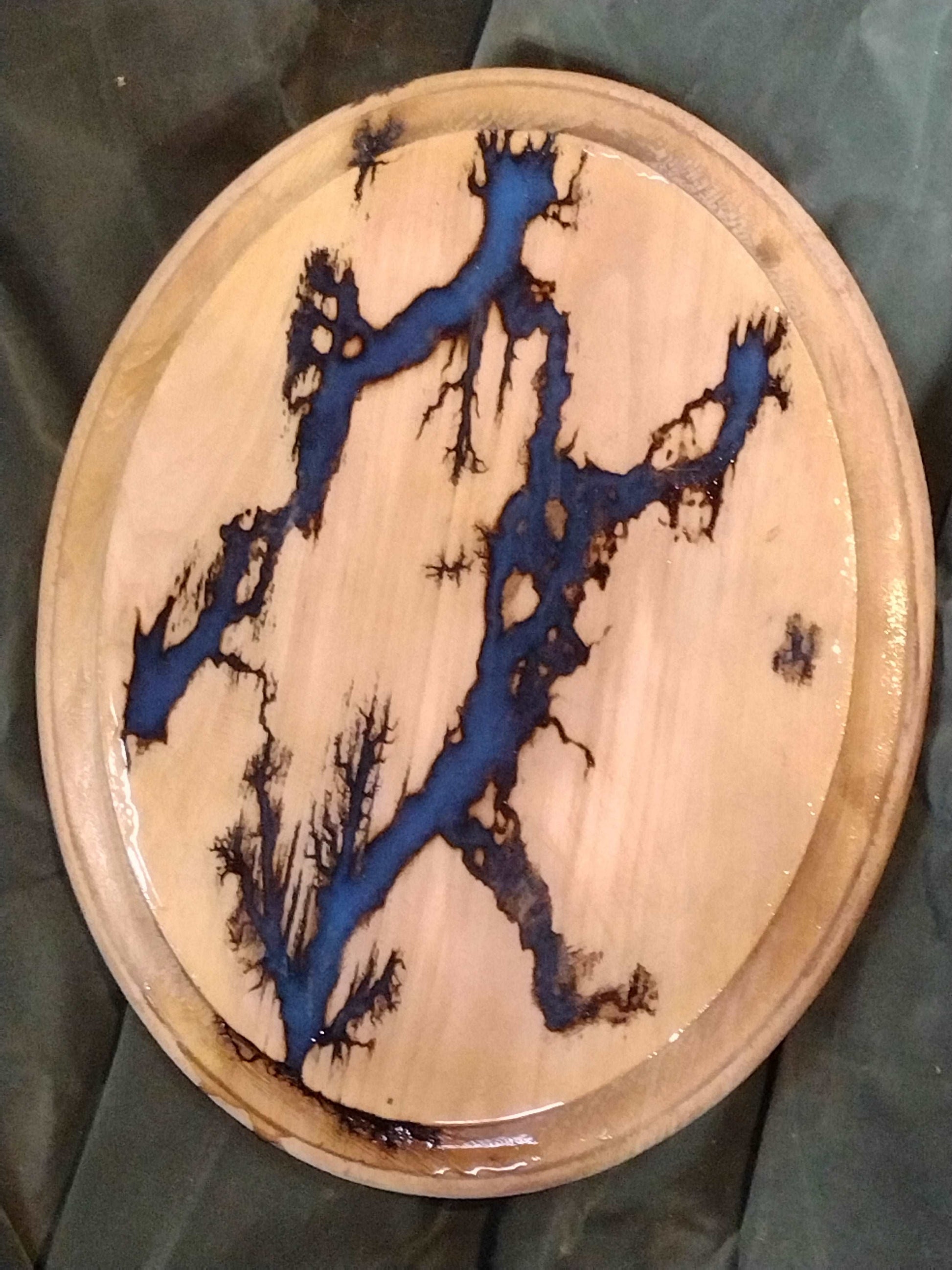 “Electric Veins: The Lichtenberg Figure Wood Plaque”