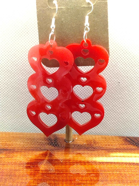 Triple Heart Earrings